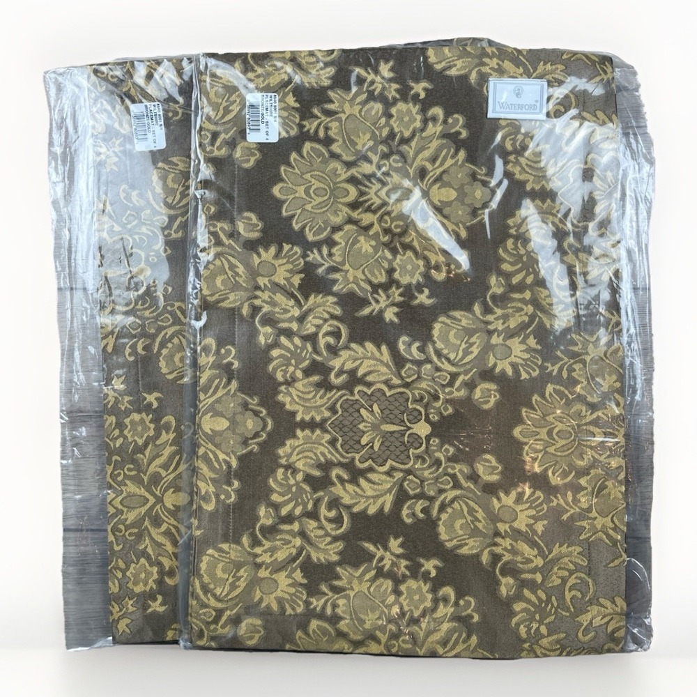 WATERFORD LINENS Wiltshire Set of 8 Total Placemats Bronze/Gold RARE New